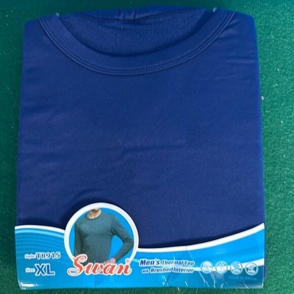 Swan Dark Blue Thermal Long Sleeve Top XL Brushed Interior Warm Base Layer Shirt - Picture 1 of 3